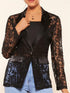 Damen Spitzenbluse Transparent | Langarm & Floral Durchsichtig